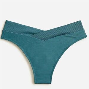J.Crew Sage Green Ribbed Cross Front Cheeky Bikini Bottom Womens Size 3X NEW